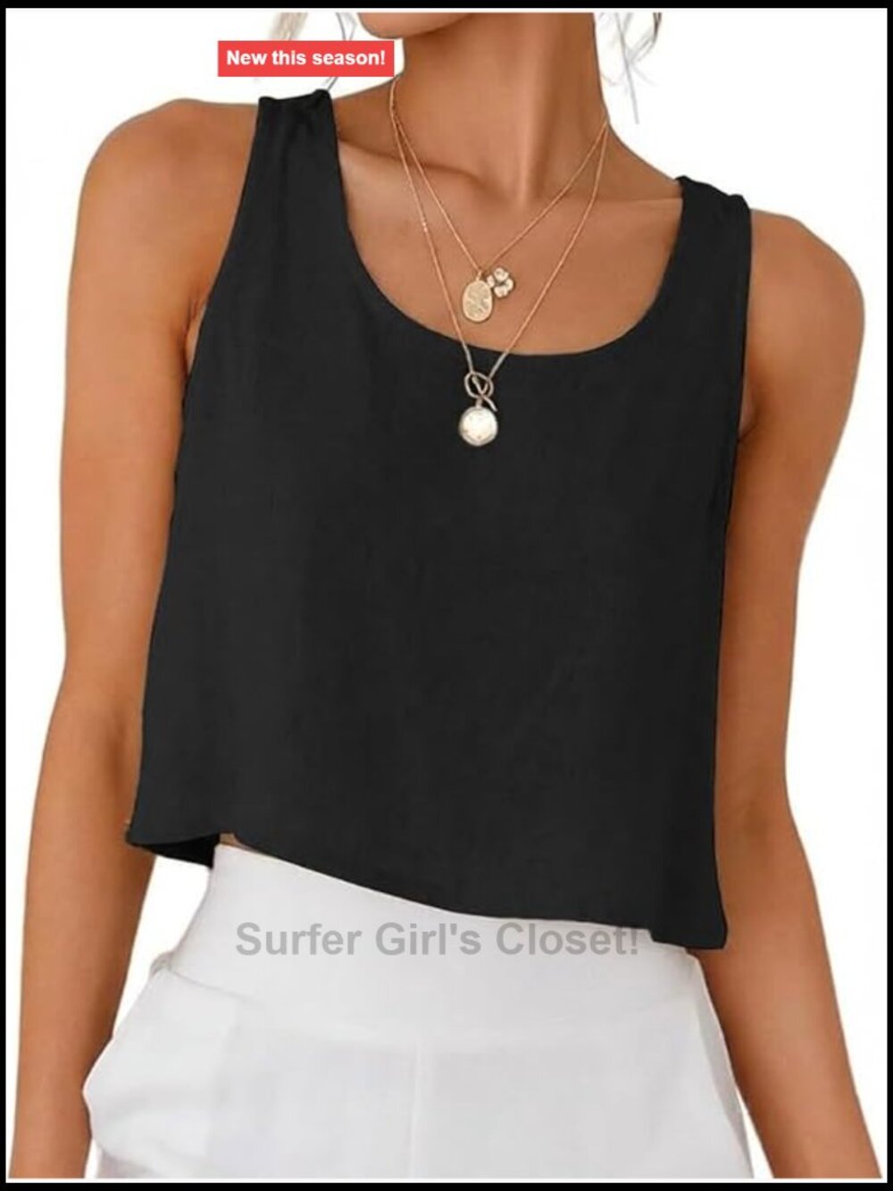 Women's Crop Linen Tank Top Sleeveless Scoop Neck Casual Summer Top